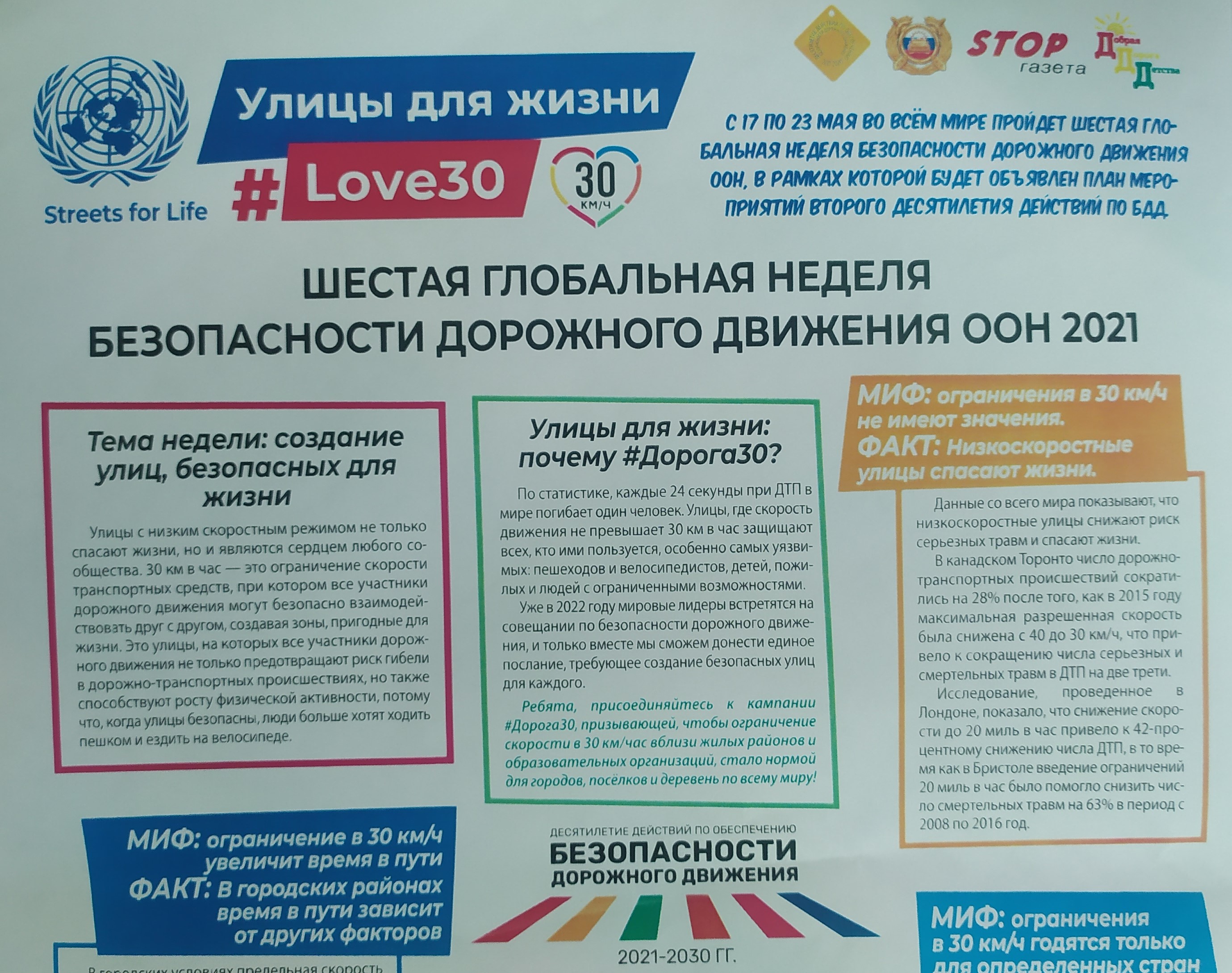 Шестая глобальная неделя безопасности дорожного движения ООН 2021
